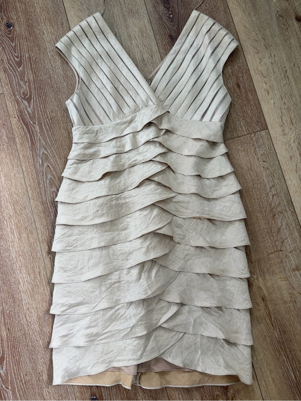 Adrianna Papell Tiered V-Neck Ruffle Cocktail Dress
